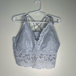 PINK Victoria’s Secret Longline Lace Bralette in Blue Glass Size Medium NWT